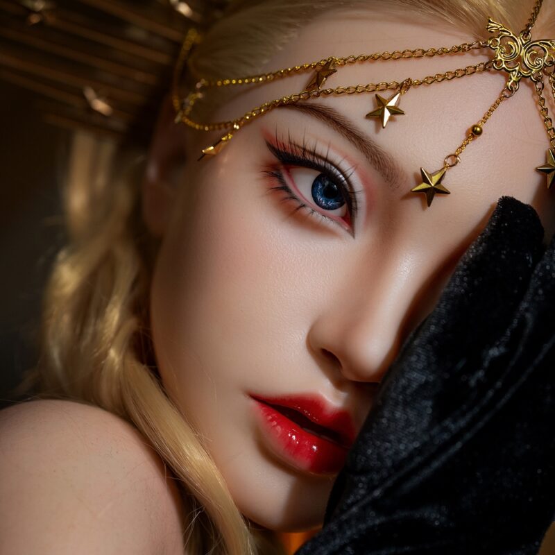 Celestia – 164cm Royal Fantasy Silicone Doll with Halo Crown & Elegant Black Dress - Image 5